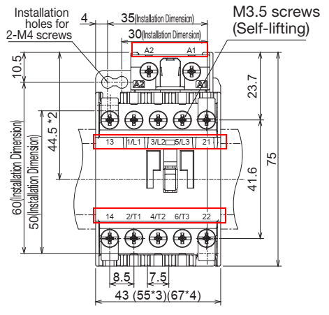 Pin assignment and dimension of contactor s-t20